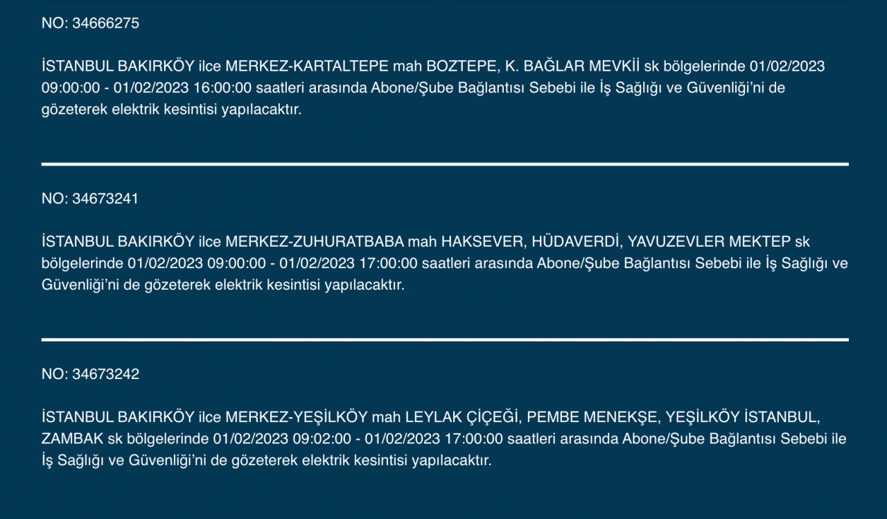 İstanbul’da geniş çaplı elektrik kesintisi! (1 Şubat) - Sayfa 7