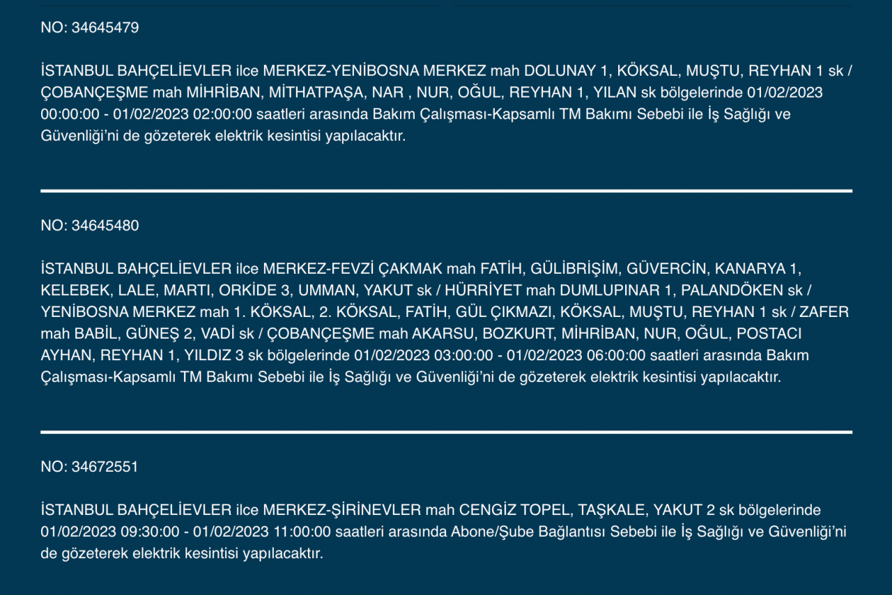 İstanbul’da geniş çaplı elektrik kesintisi! (1 Şubat) - Sayfa 5