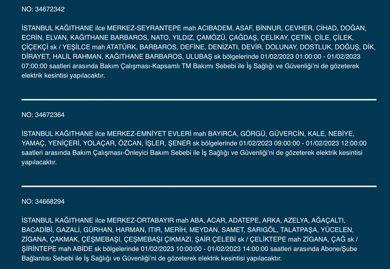 İstanbul’da geniş çaplı elektrik kesintisi! (1 Şubat) - Sayfa 20