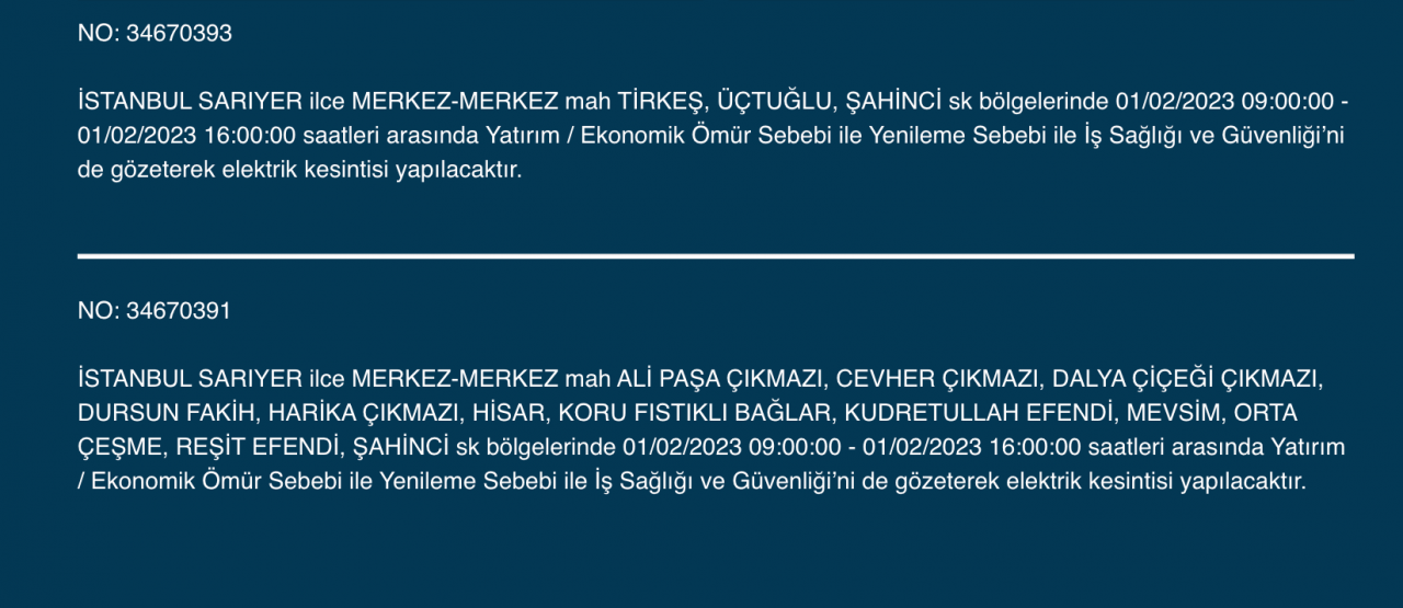 İstanbul’da geniş çaplı elektrik kesintisi! (1 Şubat) - Sayfa 22