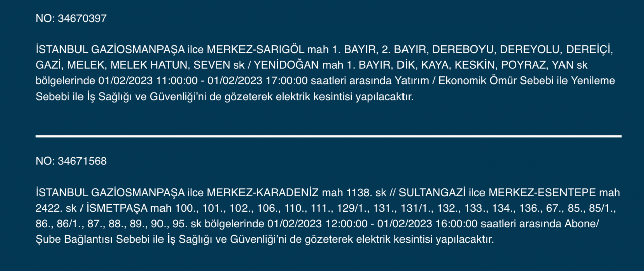 İstanbul’da geniş çaplı elektrik kesintisi! (1 Şubat) - Sayfa 17