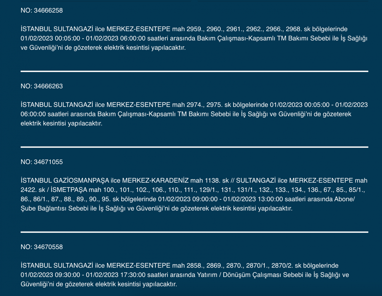 İstanbul’da geniş çaplı elektrik kesintisi! (1 Şubat) - Sayfa 24