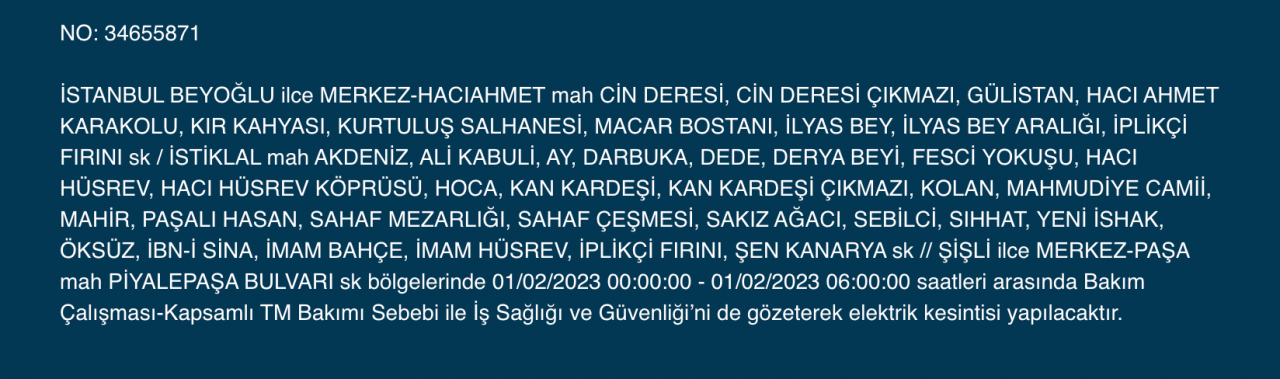İstanbul’da geniş çaplı elektrik kesintisi! (1 Şubat) - Sayfa 11