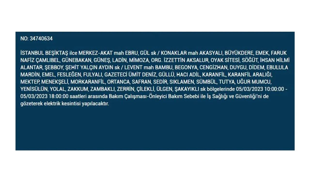İstanbul'da elektriğin kesileceği ilçeler belli oldu! 5 Mart İstanbul elektrik kesintisi - Sayfa 8