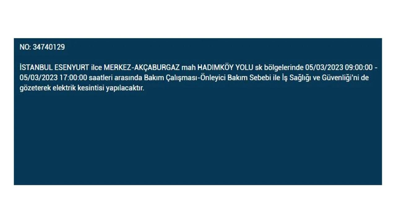 İstanbul'da elektriğin kesileceği ilçeler belli oldu! 5 Mart İstanbul elektrik kesintisi - Sayfa 15
