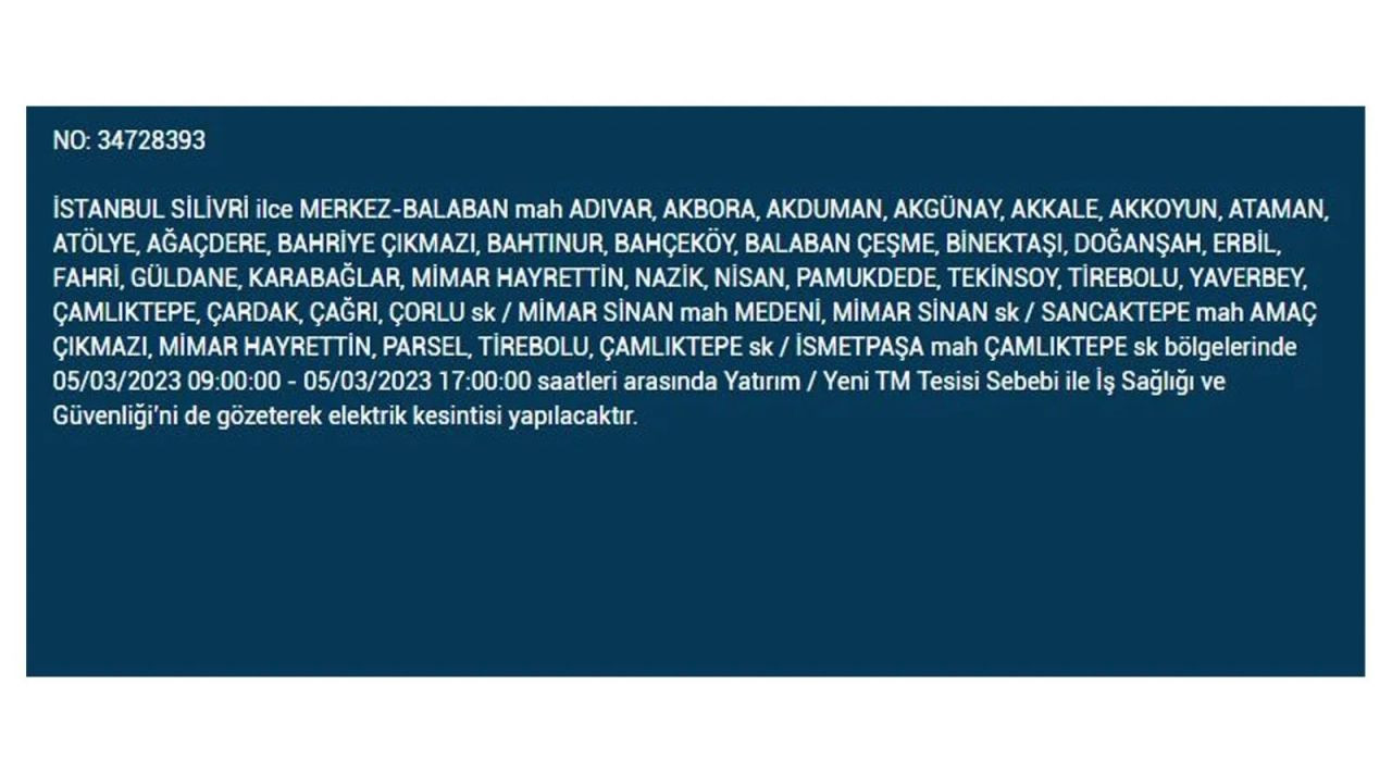 İstanbul'da elektriğin kesileceği ilçeler belli oldu! 5 Mart İstanbul elektrik kesintisi - Sayfa 17