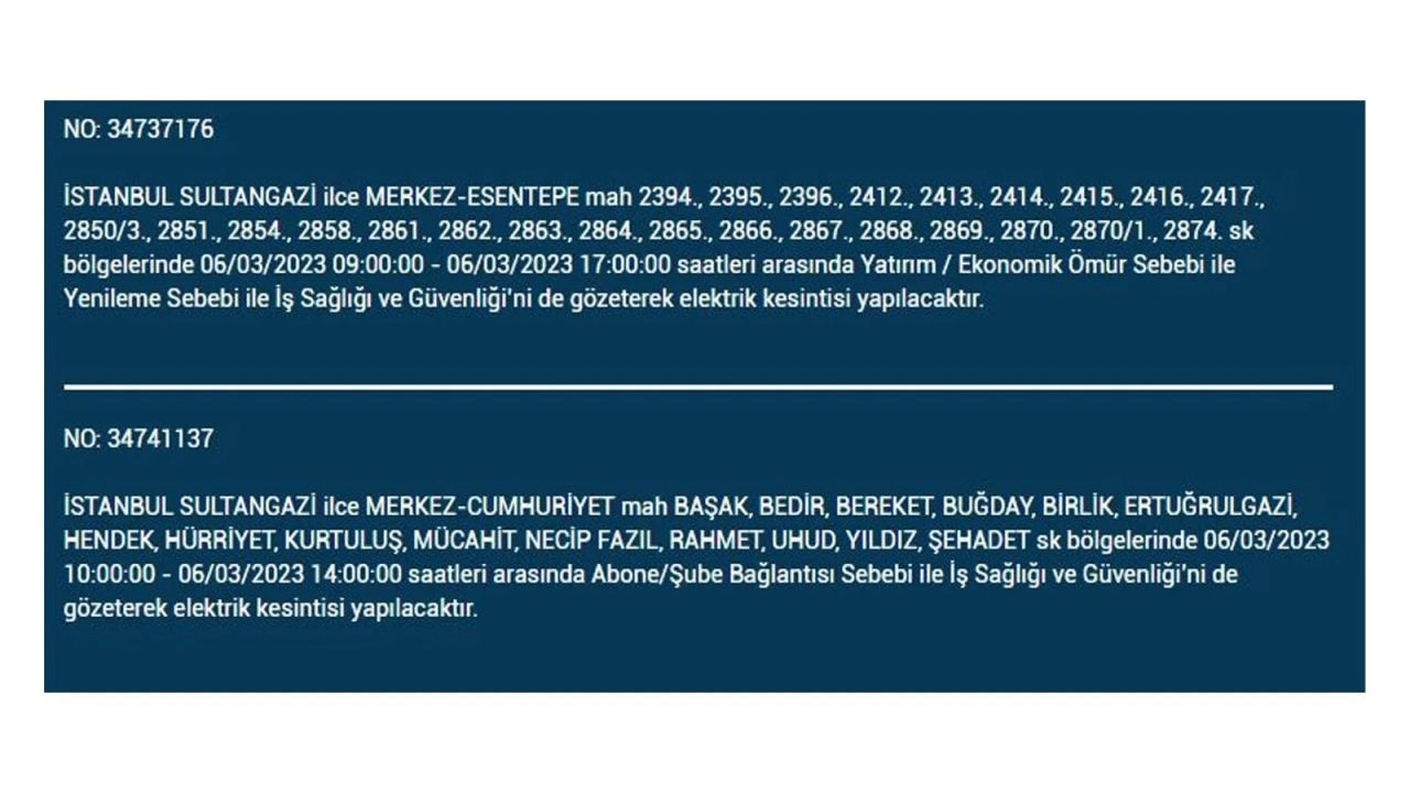İstanbul'da elektriğin kesileceği ilçeler belli oldu! 6 Mart İstanbul elektrik kesintisi - Sayfa 37