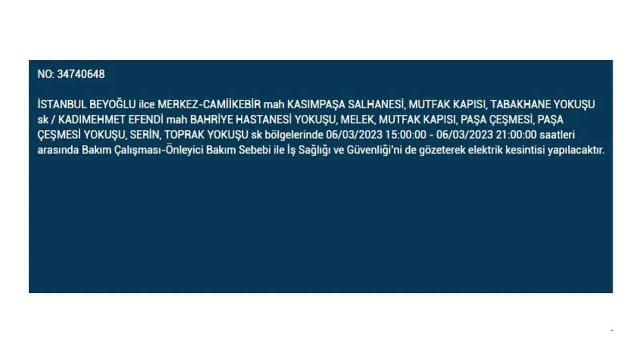 İstanbul'da elektriğin kesileceği ilçeler belli oldu! 6 Mart İstanbul elektrik kesintisi - Sayfa 17