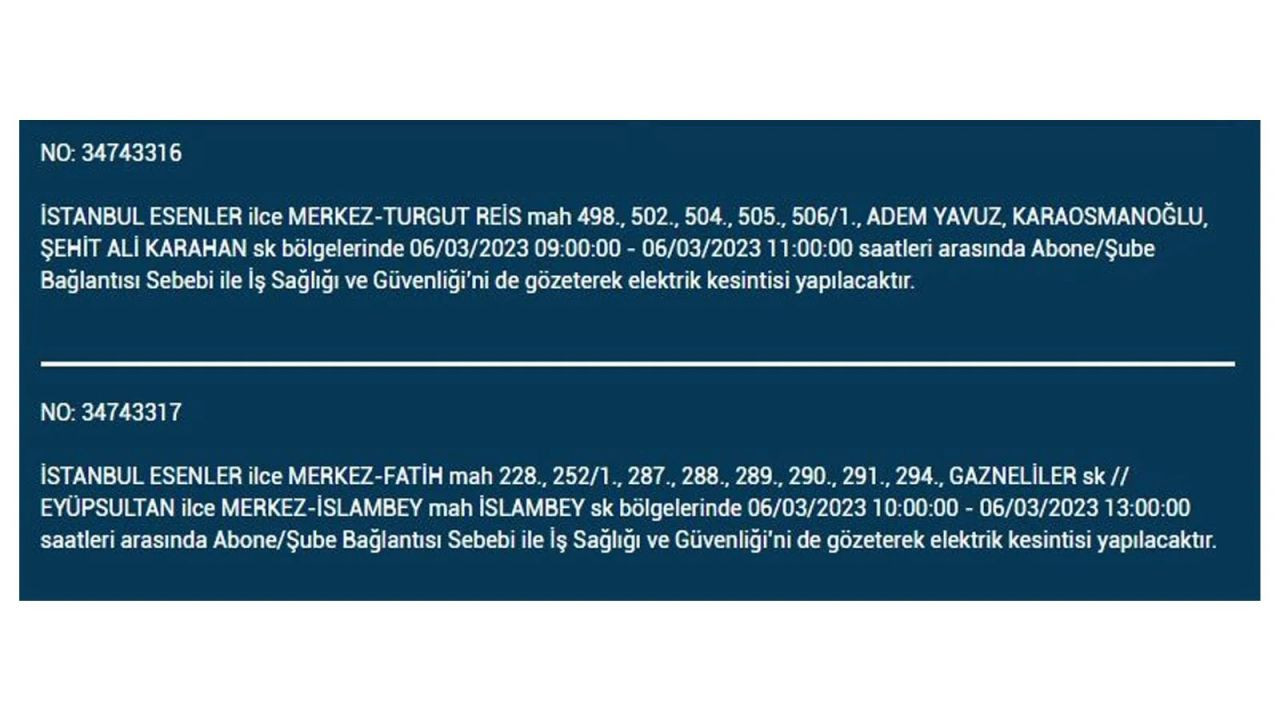 İstanbul'da elektriğin kesileceği ilçeler belli oldu! 6 Mart İstanbul elektrik kesintisi - Sayfa 19
