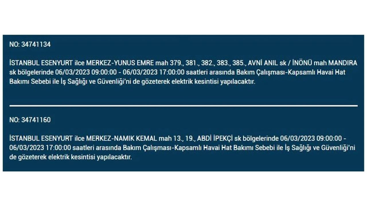 İstanbul'da elektriğin kesileceği ilçeler belli oldu! 6 Mart İstanbul elektrik kesintisi - Sayfa 21