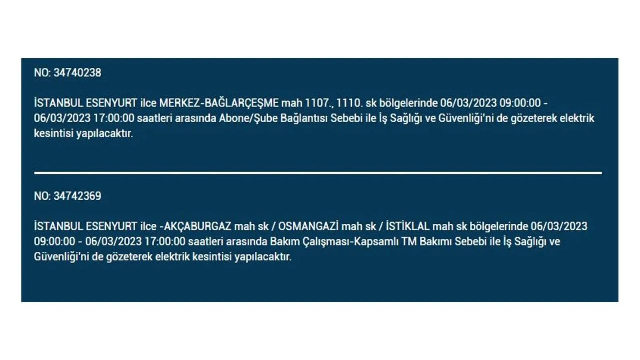İstanbul'da elektriğin kesileceği ilçeler belli oldu! 6 Mart İstanbul elektrik kesintisi - Sayfa 22