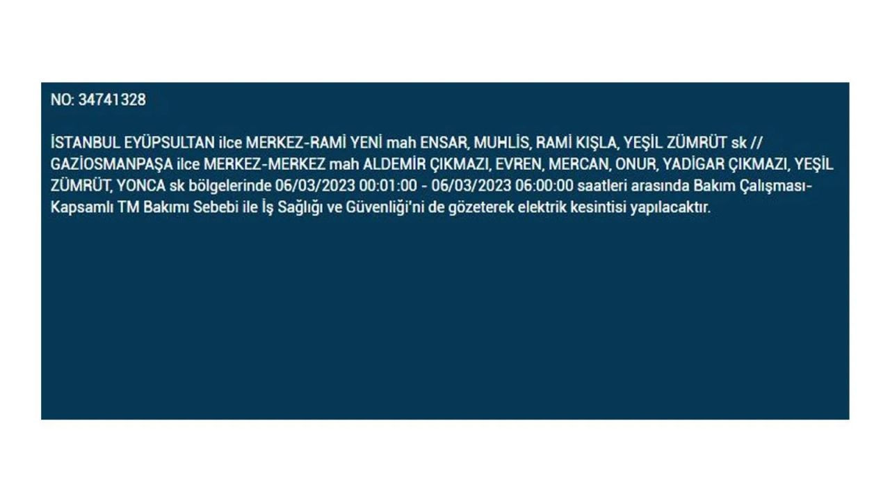 İstanbul'da elektriğin kesileceği ilçeler belli oldu! 6 Mart İstanbul elektrik kesintisi - Sayfa 23