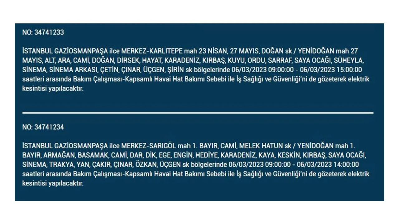 İstanbul'da elektriğin kesileceği ilçeler belli oldu! 6 Mart İstanbul elektrik kesintisi - Sayfa 25