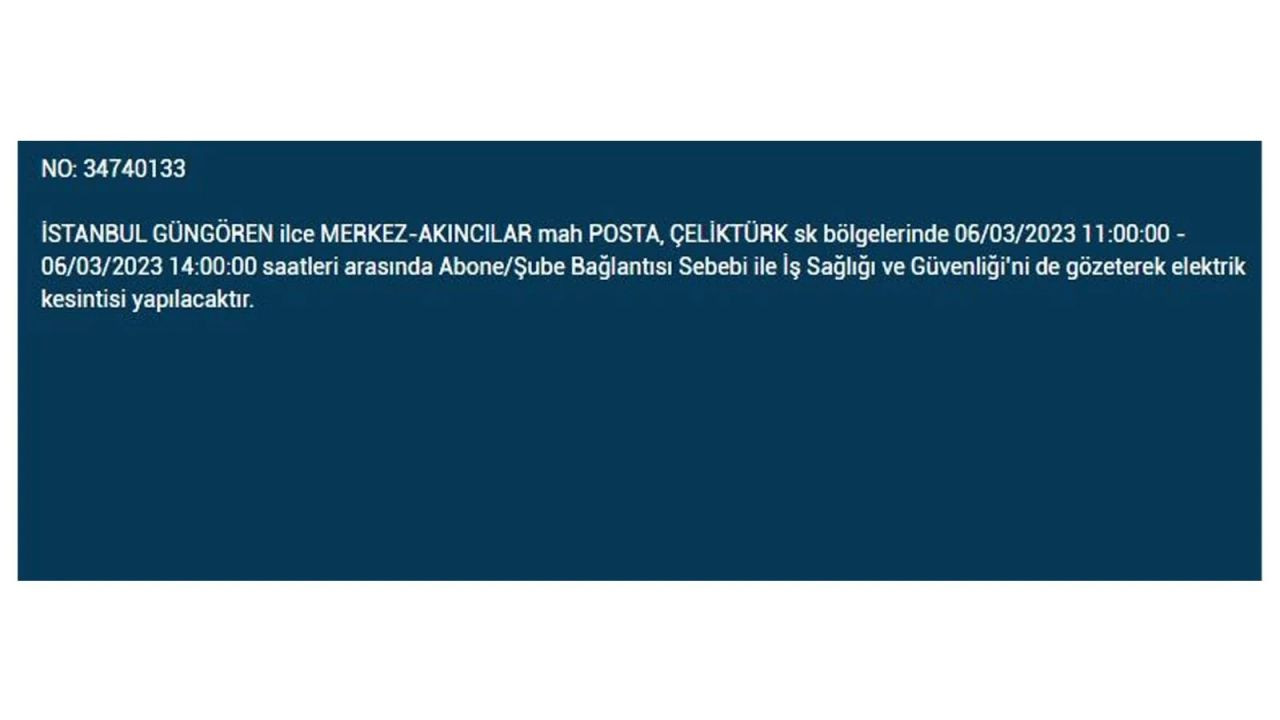 İstanbul'da elektriğin kesileceği ilçeler belli oldu! 6 Mart İstanbul elektrik kesintisi - Sayfa 27