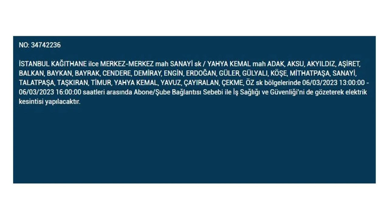 İstanbul'da elektriğin kesileceği ilçeler belli oldu! 6 Mart İstanbul elektrik kesintisi - Sayfa 29