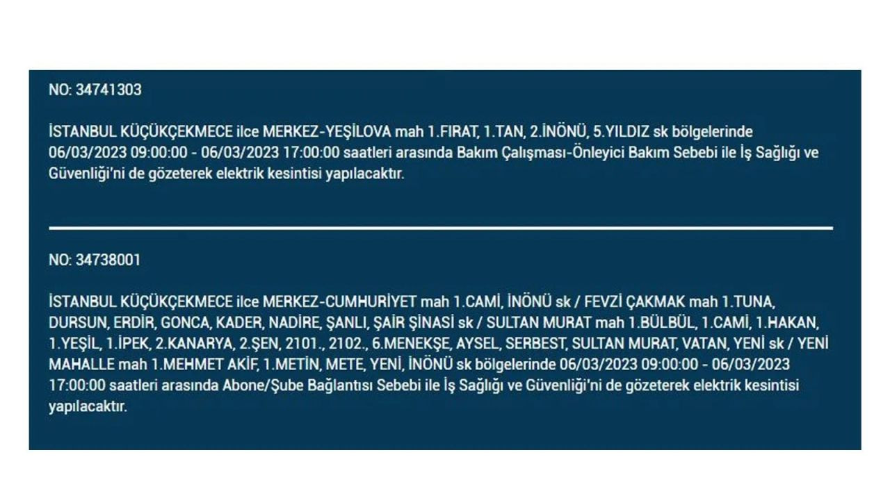İstanbul'da elektriğin kesileceği ilçeler belli oldu! 6 Mart İstanbul elektrik kesintisi - Sayfa 30