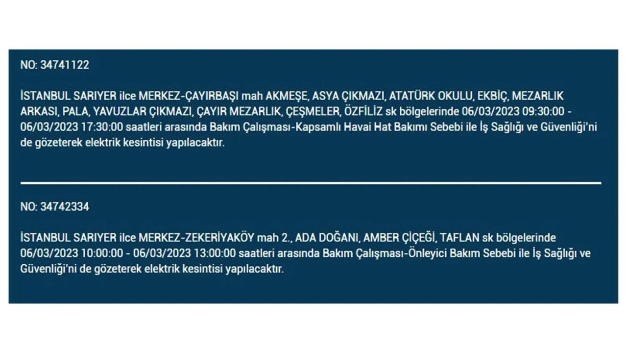 İstanbul'da elektriğin kesileceği ilçeler belli oldu! 6 Mart İstanbul elektrik kesintisi - Sayfa 32