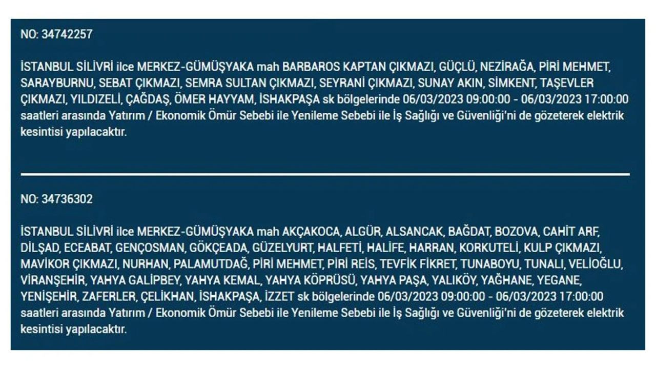 İstanbul'da elektriğin kesileceği ilçeler belli oldu! 6 Mart İstanbul elektrik kesintisi - Sayfa 33