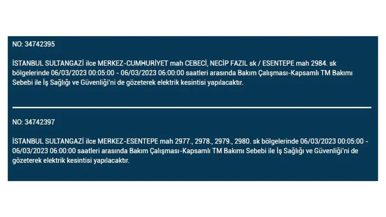 İstanbul'da elektriğin kesileceği ilçeler belli oldu! 6 Mart İstanbul elektrik kesintisi - Sayfa 36