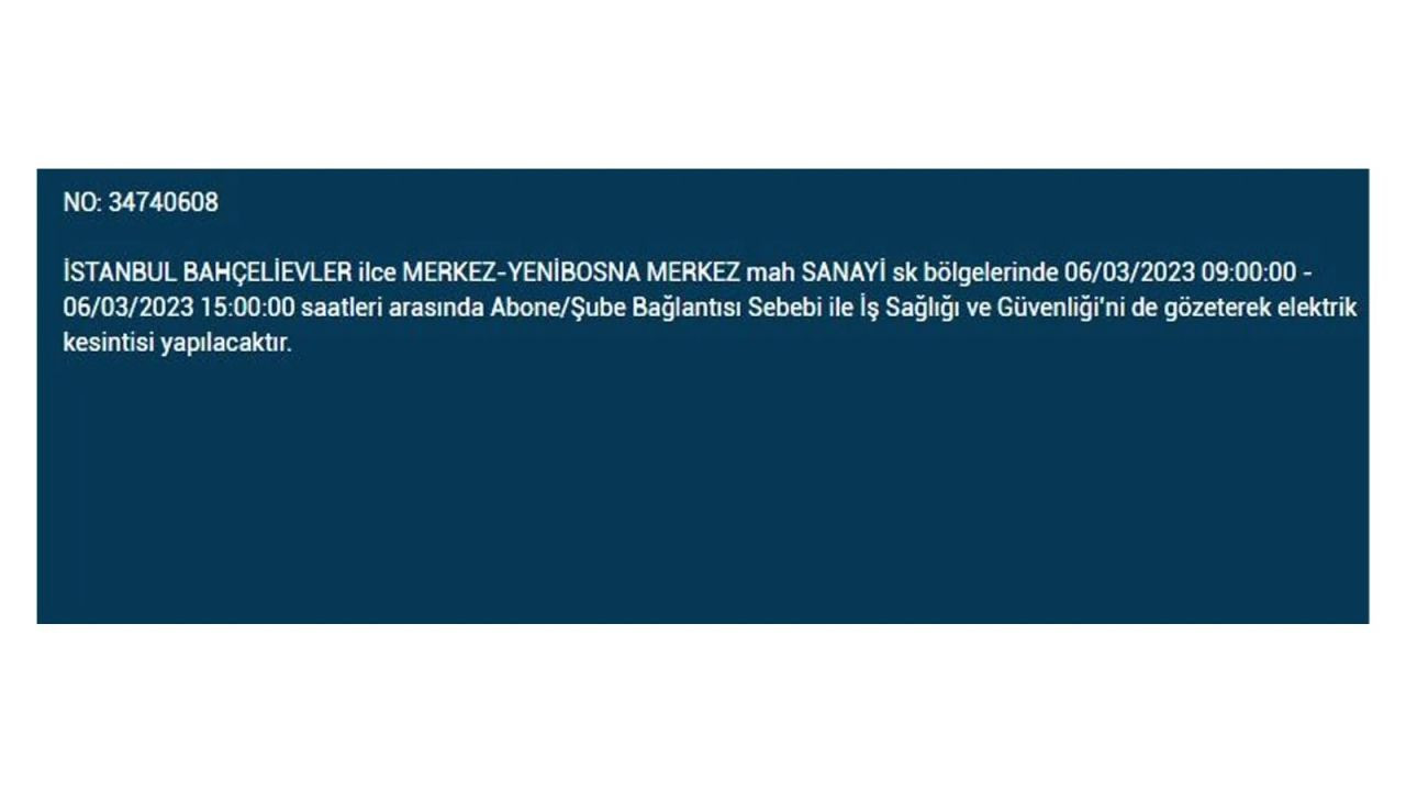 İstanbul'da elektriğin kesileceği ilçeler belli oldu! 6 Mart İstanbul elektrik kesintisi - Sayfa 10