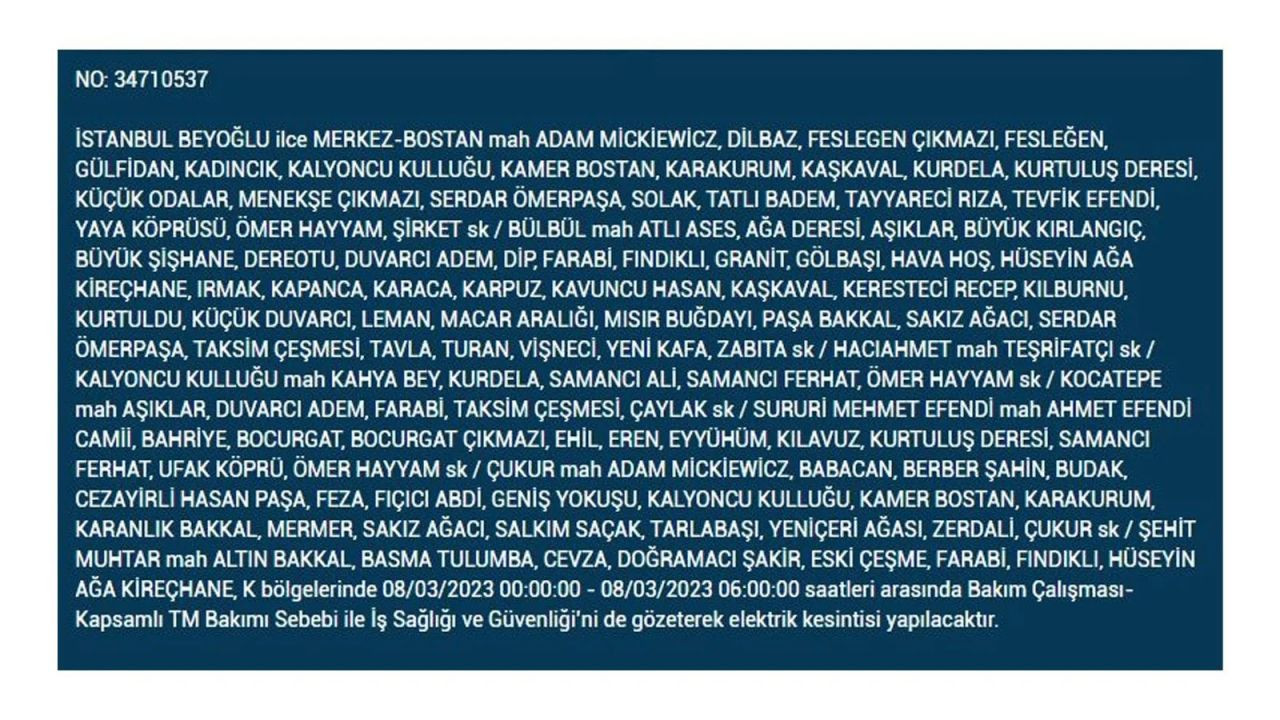 İstanbul'da elektriğin kesileceği ilçeler belli oldu! 8 Mart İstanbul elektrik kesintisi - Sayfa 11