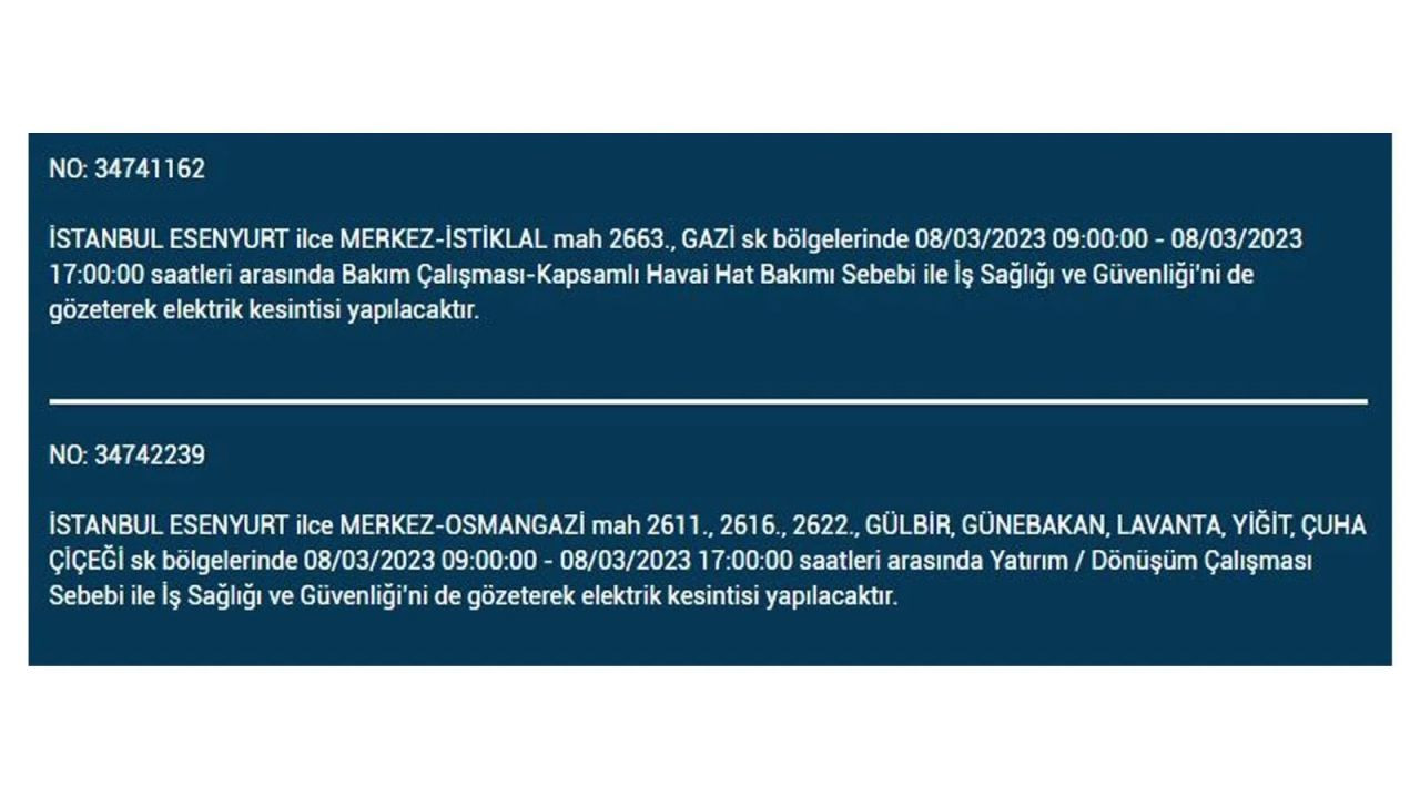 İstanbul'da elektriğin kesileceği ilçeler belli oldu! 8 Mart İstanbul elektrik kesintisi - Sayfa 18