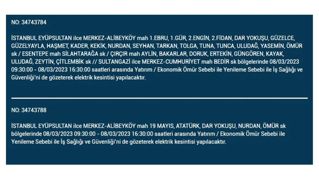 İstanbul'da elektriğin kesileceği ilçeler belli oldu! 8 Mart İstanbul elektrik kesintisi - Sayfa 21