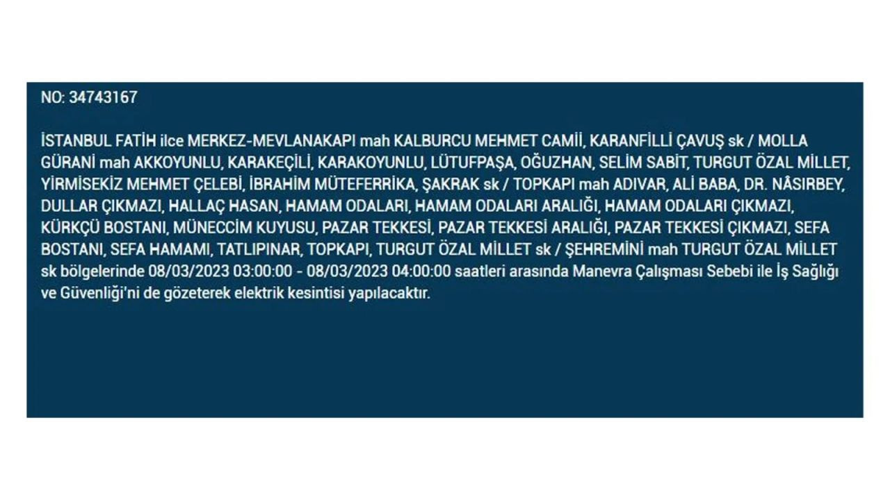 İstanbul'da elektriğin kesileceği ilçeler belli oldu! 8 Mart İstanbul elektrik kesintisi - Sayfa 24