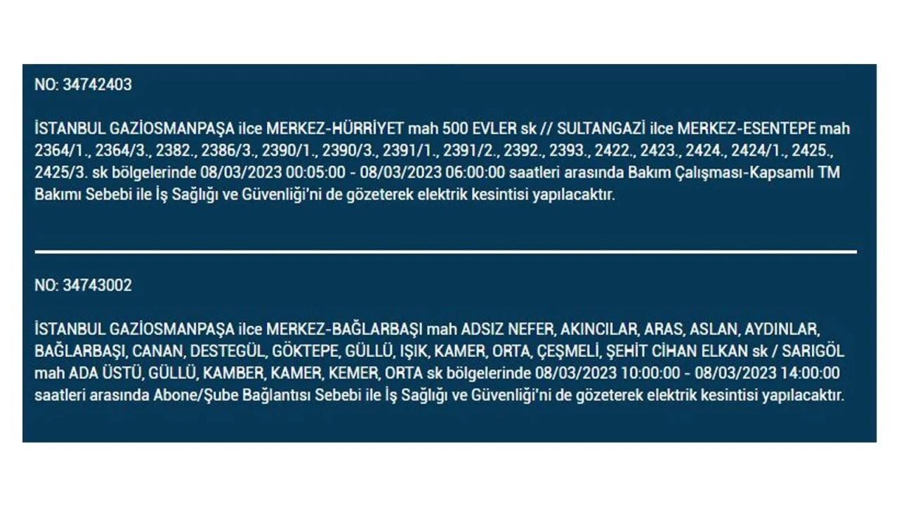 İstanbul'da elektriğin kesileceği ilçeler belli oldu! 8 Mart İstanbul elektrik kesintisi - Sayfa 25