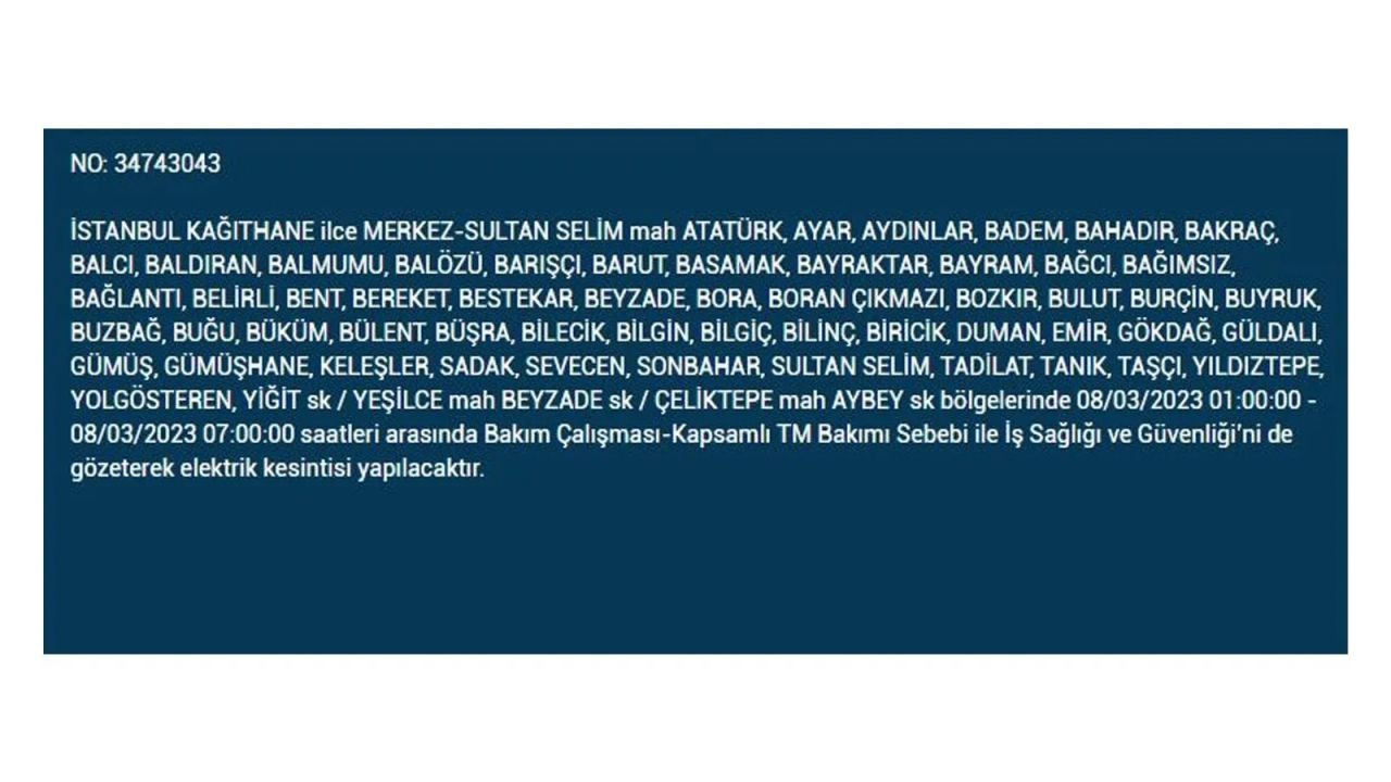 İstanbul'da elektriğin kesileceği ilçeler belli oldu! 8 Mart İstanbul elektrik kesintisi - Sayfa 27