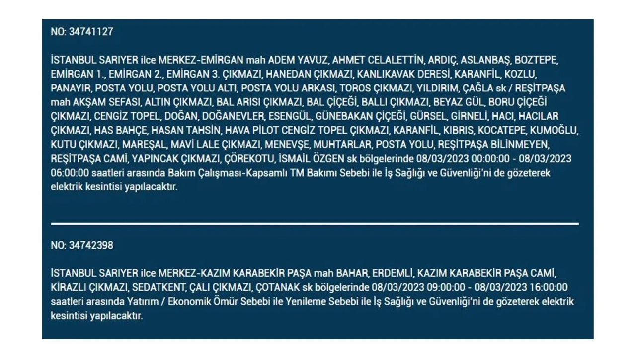 İstanbul'da elektriğin kesileceği ilçeler belli oldu! 8 Mart İstanbul elektrik kesintisi - Sayfa 31