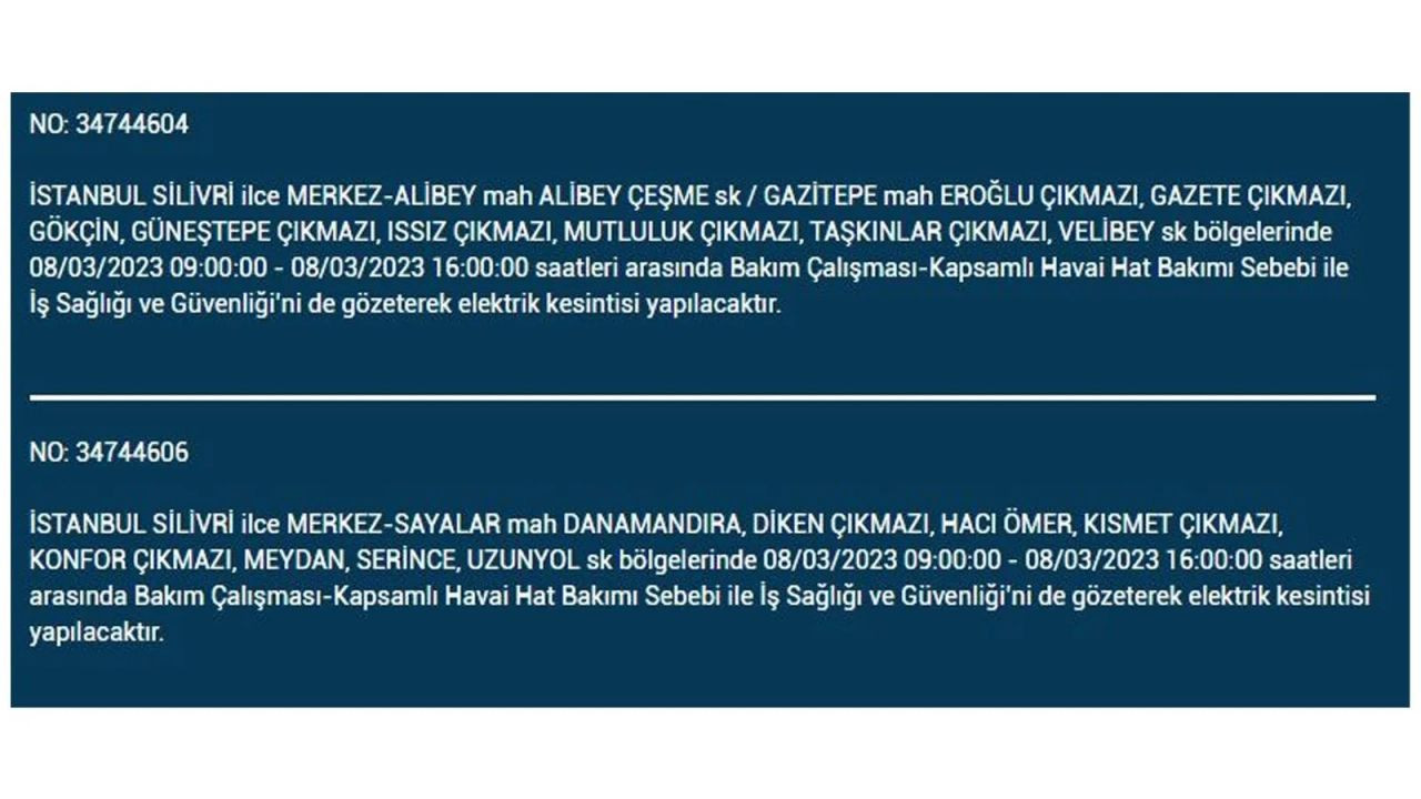 İstanbul'da elektriğin kesileceği ilçeler belli oldu! 8 Mart İstanbul elektrik kesintisi - Sayfa 33