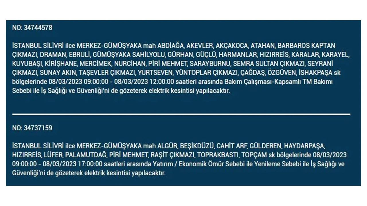 İstanbul'da elektriğin kesileceği ilçeler belli oldu! 8 Mart İstanbul elektrik kesintisi - Sayfa 34