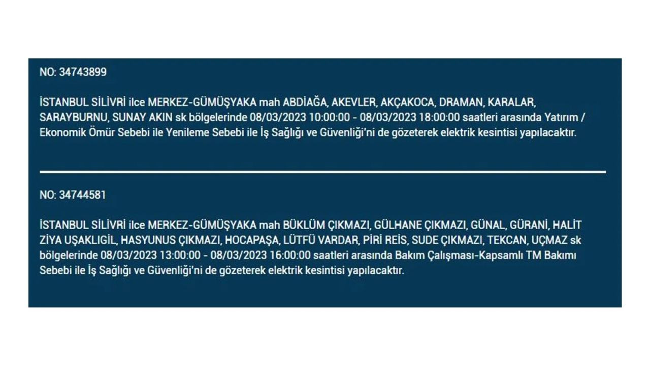 İstanbul'da elektriğin kesileceği ilçeler belli oldu! 8 Mart İstanbul elektrik kesintisi - Sayfa 35