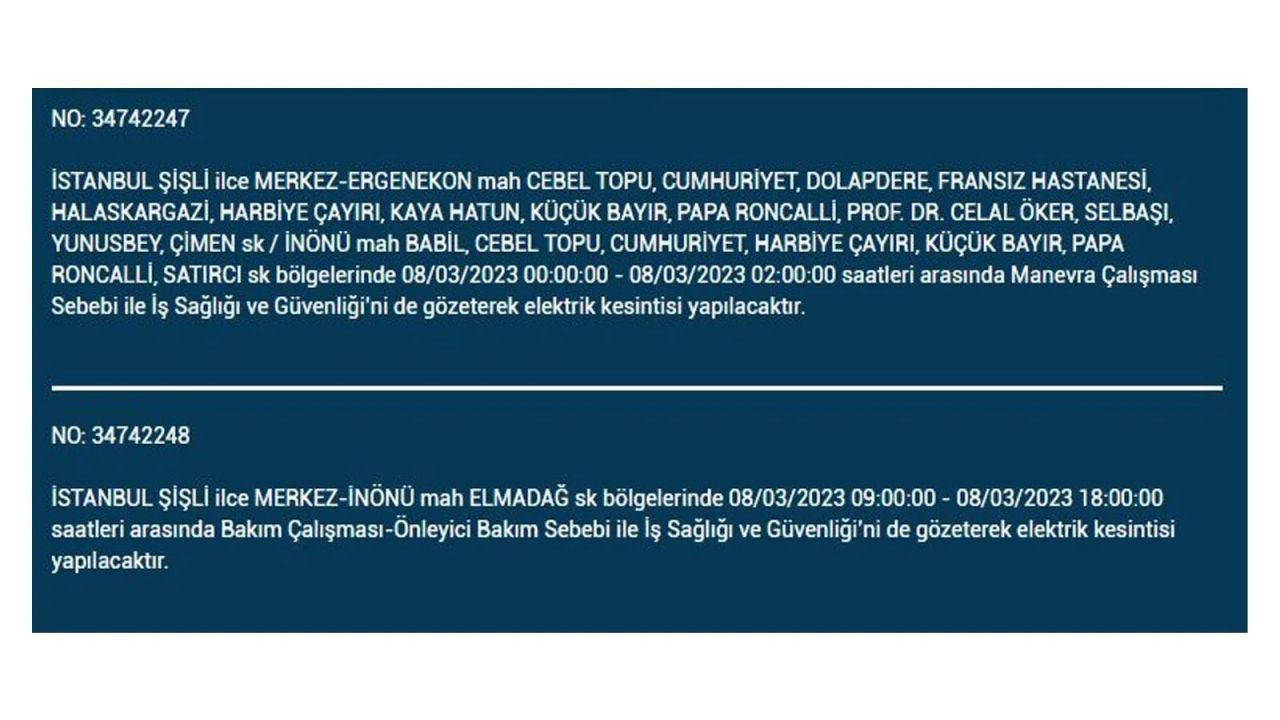 İstanbul'da elektriğin kesileceği ilçeler belli oldu! 8 Mart İstanbul elektrik kesintisi - Sayfa 37