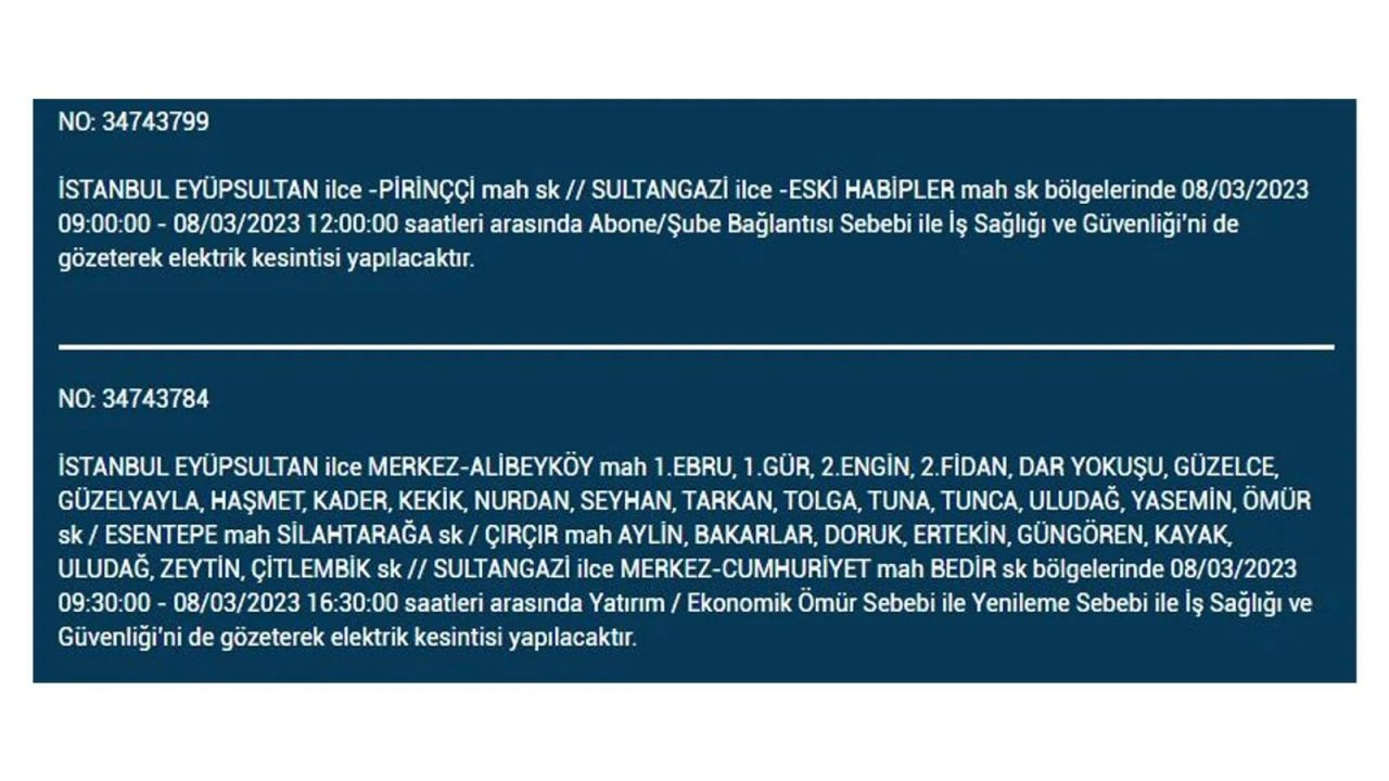 İstanbul'da elektriğin kesileceği ilçeler belli oldu! 8 Mart İstanbul elektrik kesintisi - Sayfa 42