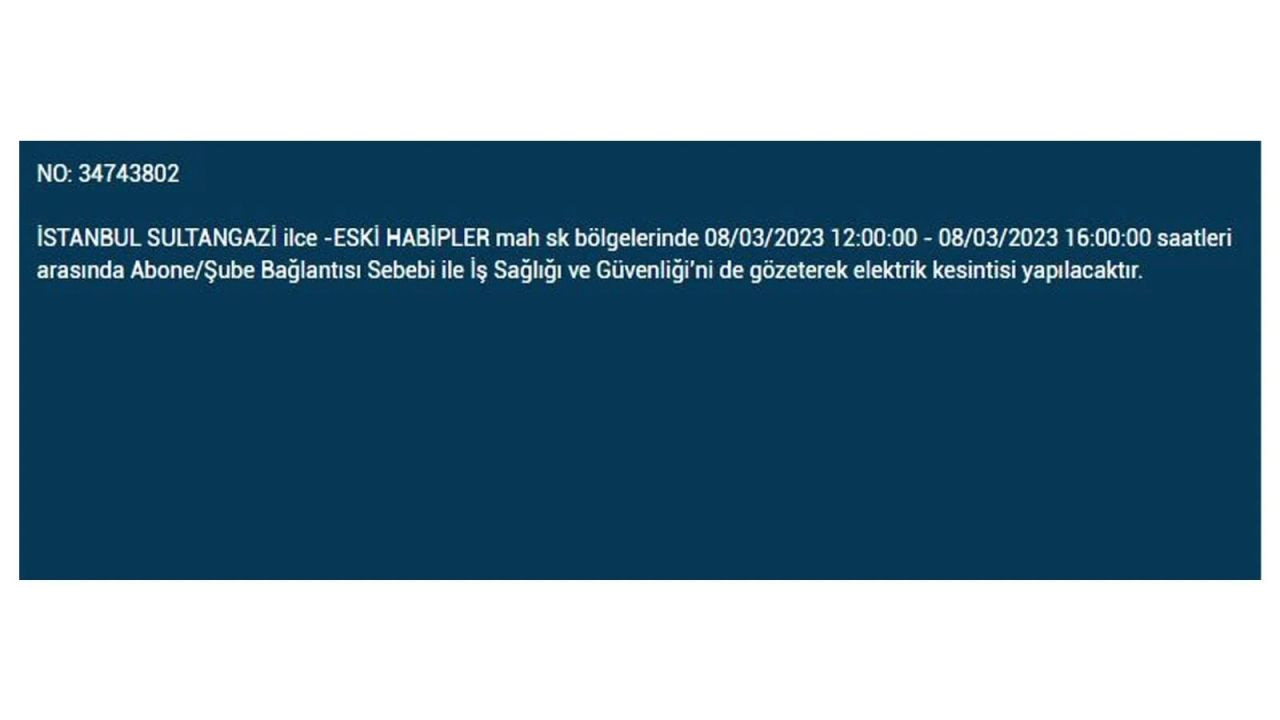 İstanbul'da elektriğin kesileceği ilçeler belli oldu! 8 Mart İstanbul elektrik kesintisi - Sayfa 43