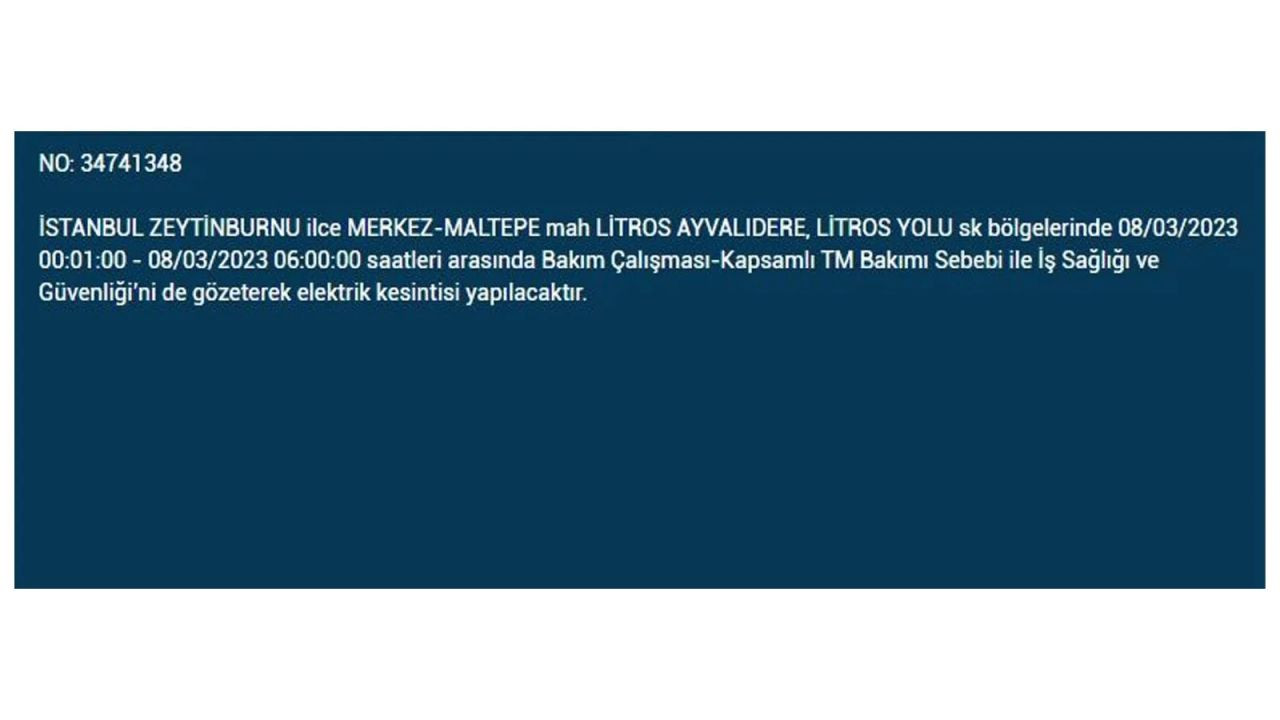 İstanbul'da elektriğin kesileceği ilçeler belli oldu! 8 Mart İstanbul elektrik kesintisi - Sayfa 44