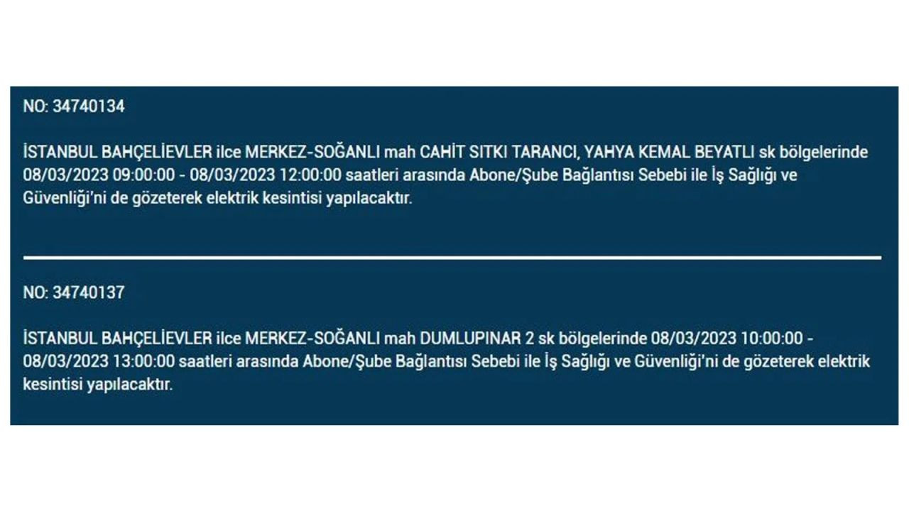 İstanbul'da elektriğin kesileceği ilçeler belli oldu! 8 Mart İstanbul elektrik kesintisi - Sayfa 6