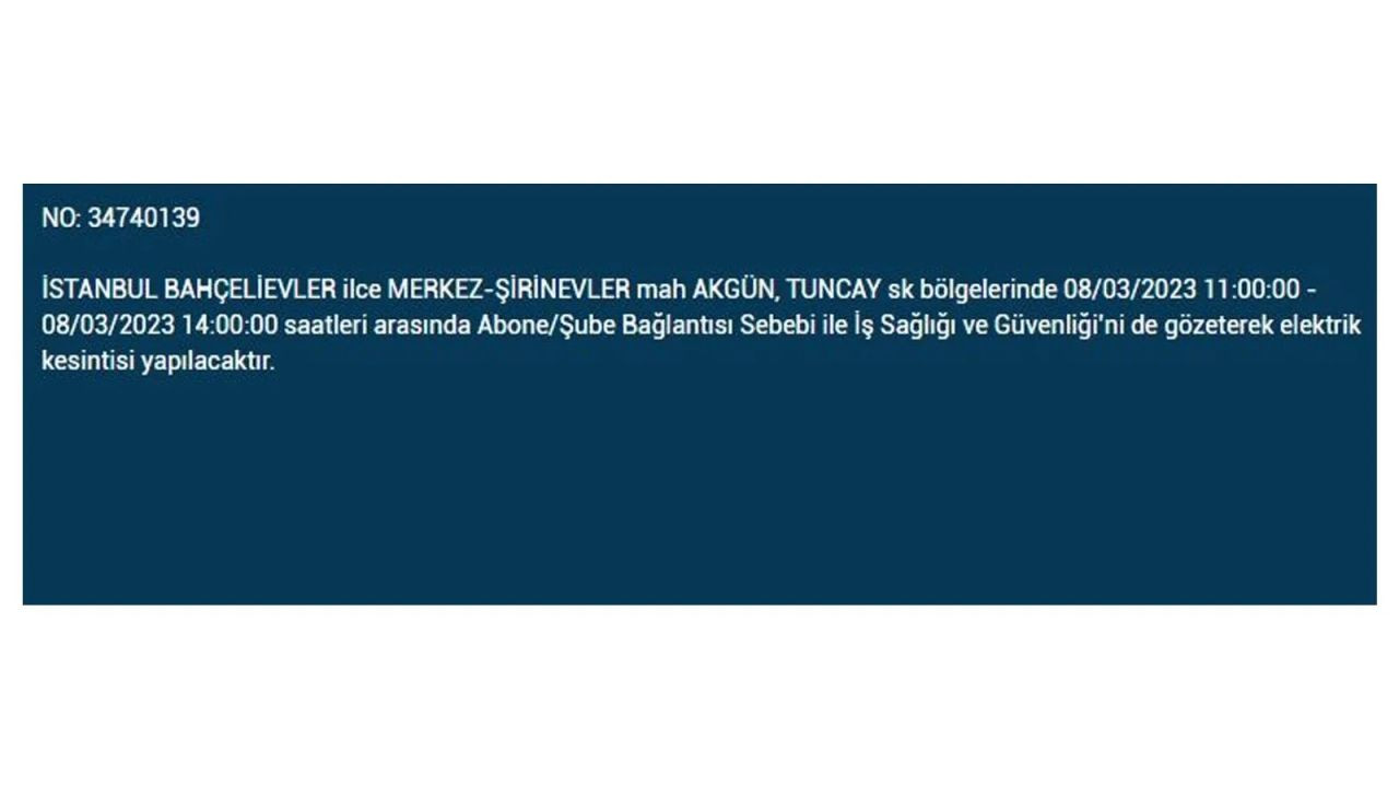 İstanbul'da elektriğin kesileceği ilçeler belli oldu! 8 Mart İstanbul elektrik kesintisi - Sayfa 7
