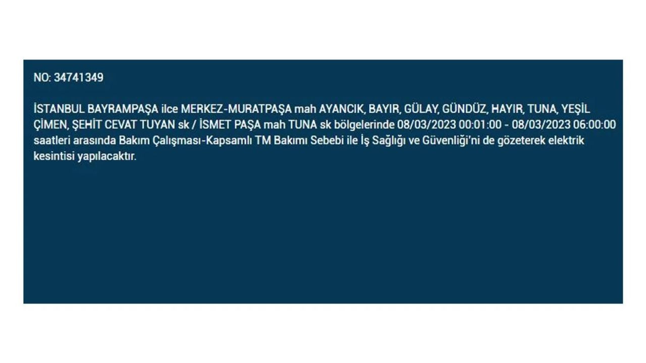İstanbul'da elektriğin kesileceği ilçeler belli oldu! 8 Mart İstanbul elektrik kesintisi - Sayfa 9