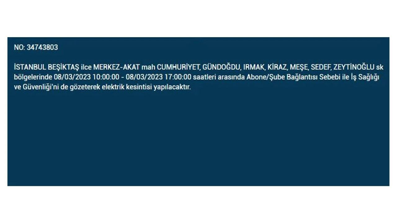 İstanbul'da elektriğin kesileceği ilçeler belli oldu! 8 Mart İstanbul elektrik kesintisi - Sayfa 10
