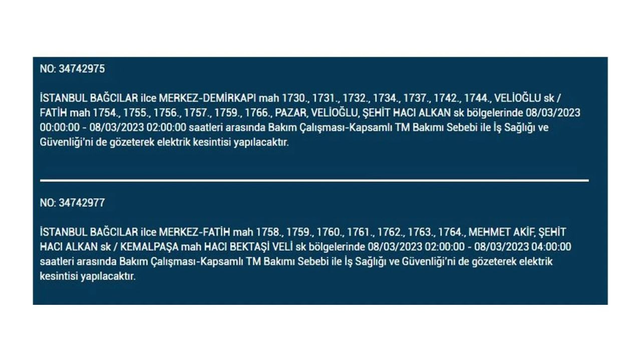 İstanbul'da elektriğin kesileceği ilçeler belli oldu! 8 Mart İstanbul elektrik kesintisi - Sayfa 3