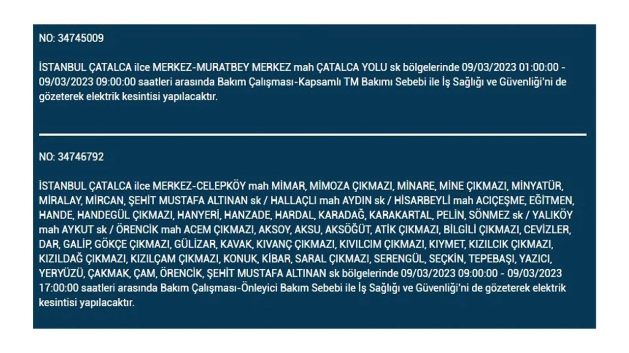 İstanbul'da elektriğin kesileceği ilçeler belli oldu! 9 Mart İstanbul elektrik kesintisi - Sayfa 26