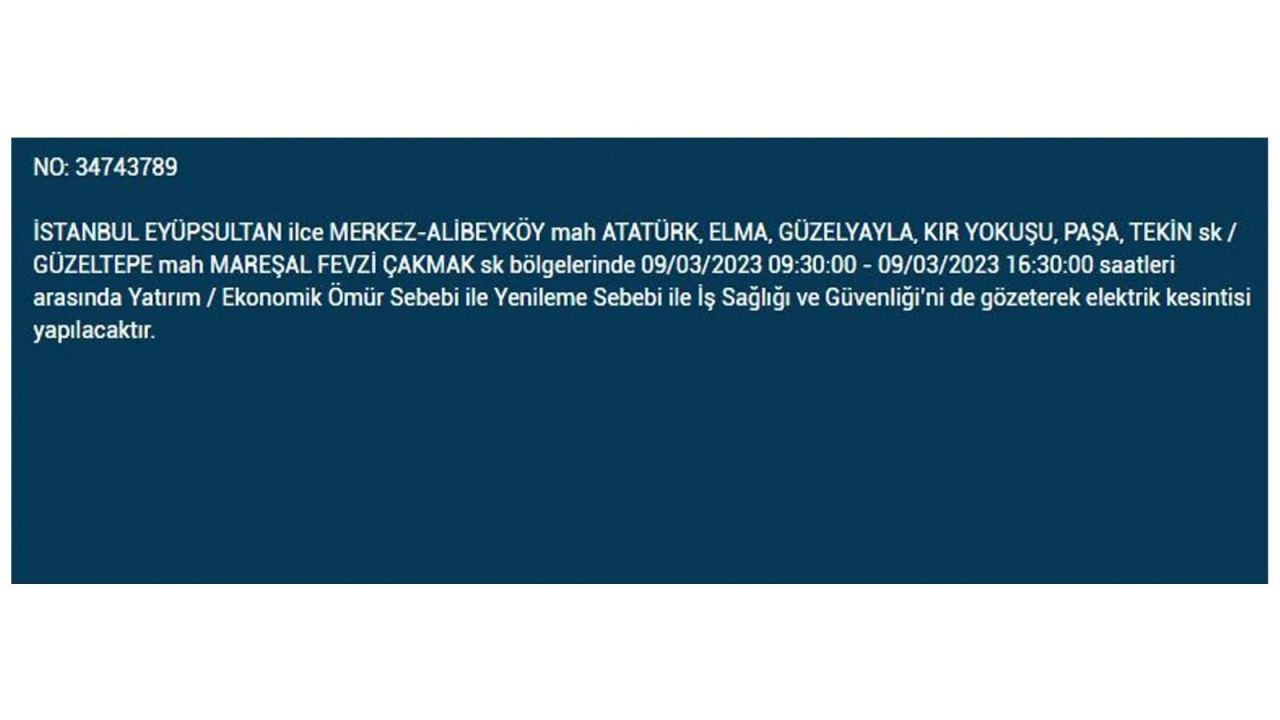 İstanbul'da elektriğin kesileceği ilçeler belli oldu! 9 Mart İstanbul elektrik kesintisi - Sayfa 20