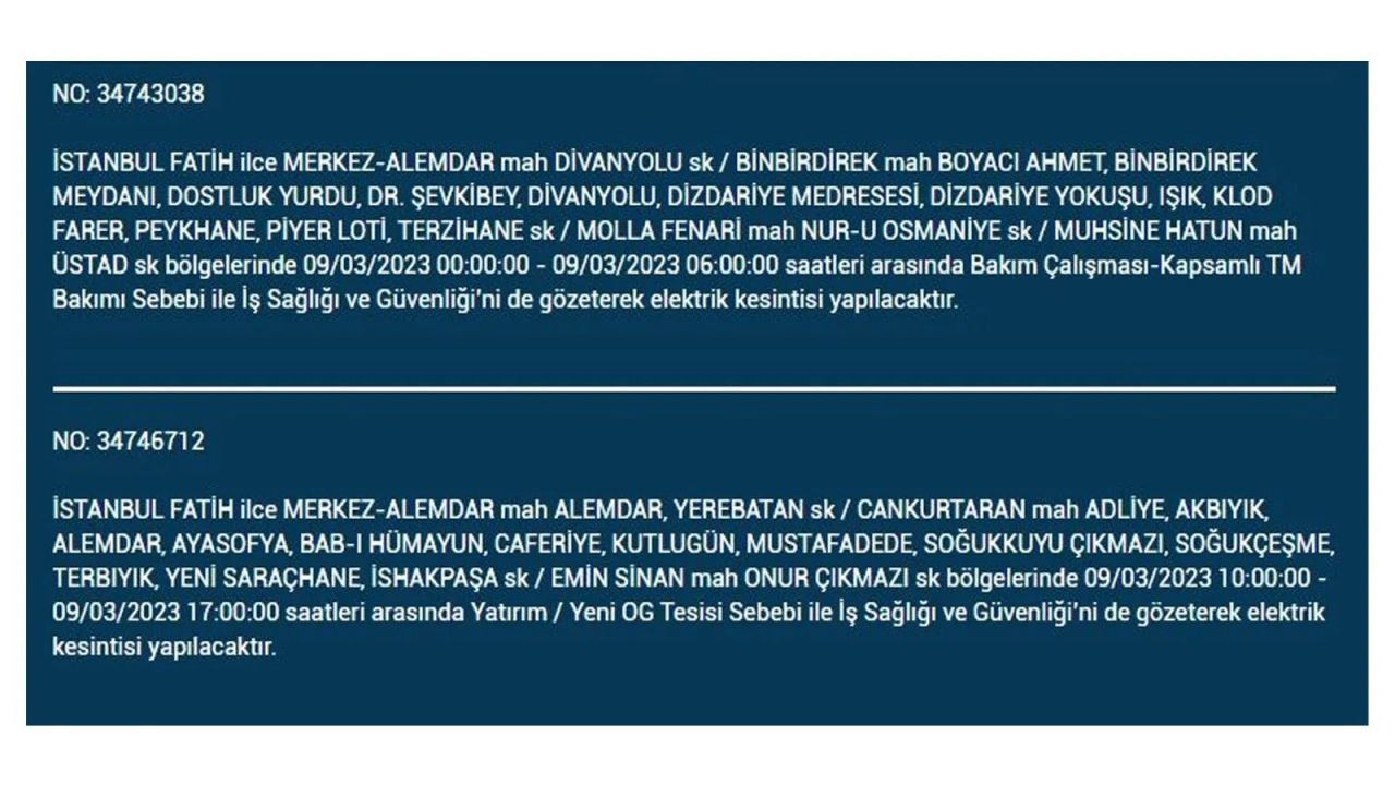 İstanbul'da elektriğin kesileceği ilçeler belli oldu! 9 Mart İstanbul elektrik kesintisi - Sayfa 19