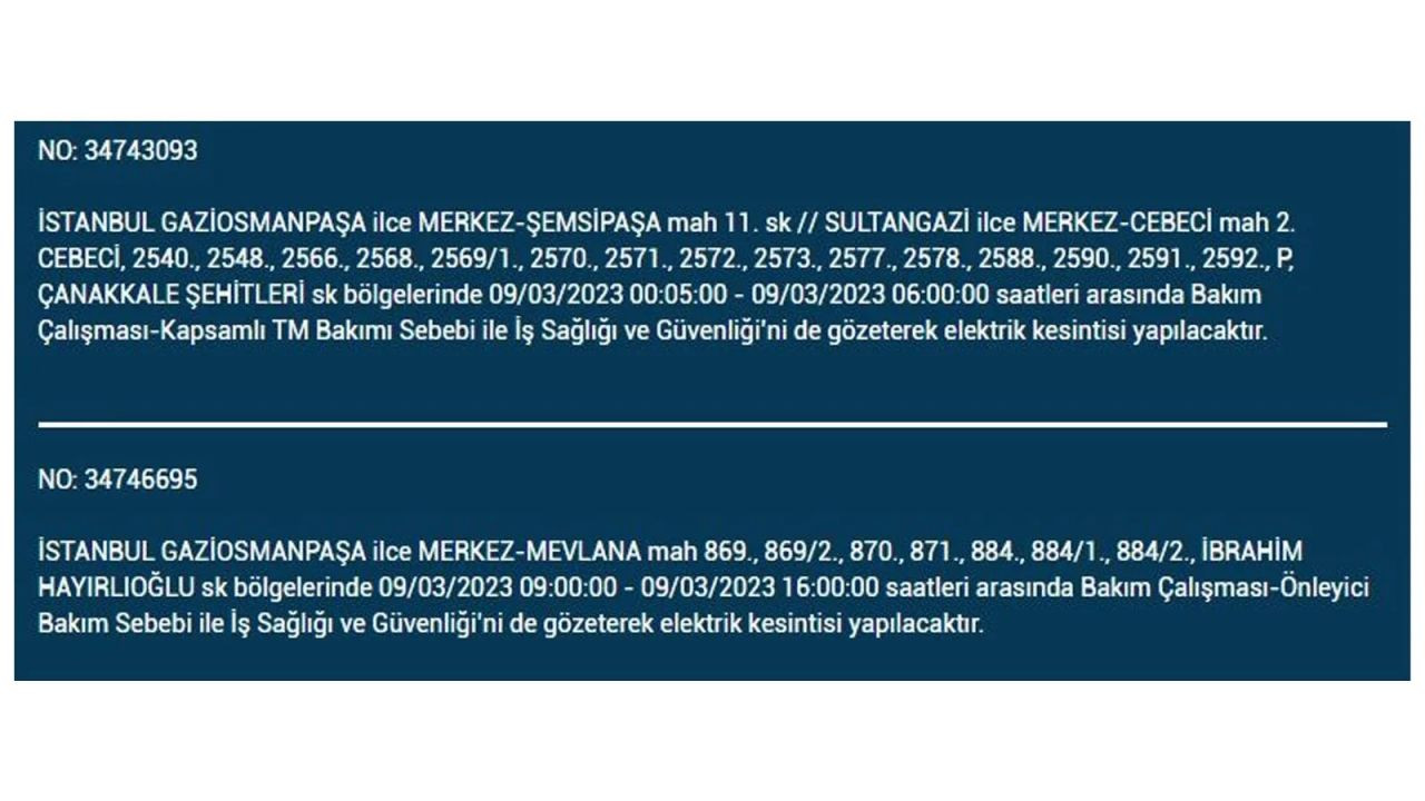 İstanbul'da elektriğin kesileceği ilçeler belli oldu! 9 Mart İstanbul elektrik kesintisi - Sayfa 18