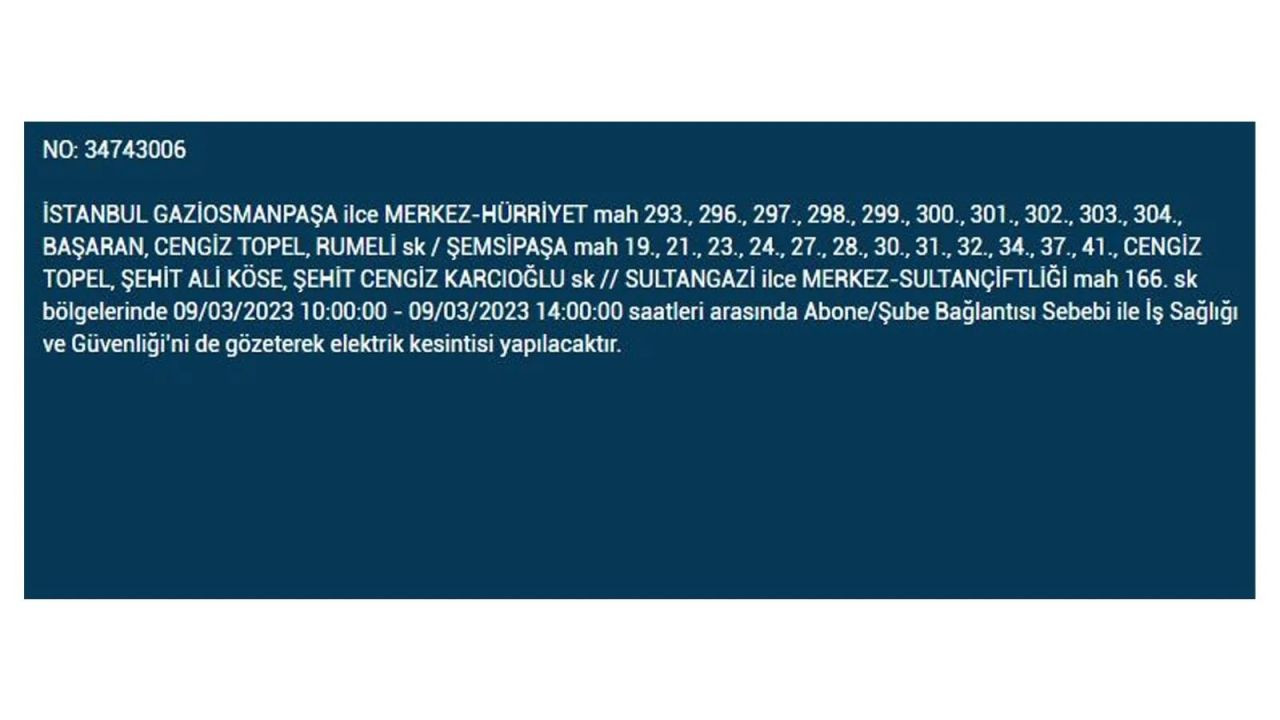 İstanbul'da elektriğin kesileceği ilçeler belli oldu! 9 Mart İstanbul elektrik kesintisi - Sayfa 16