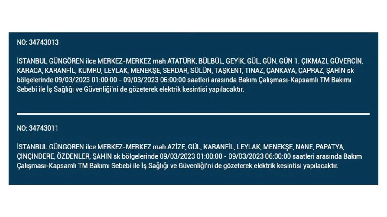 İstanbul'da elektriğin kesileceği ilçeler belli oldu! 9 Mart İstanbul elektrik kesintisi - Sayfa 15