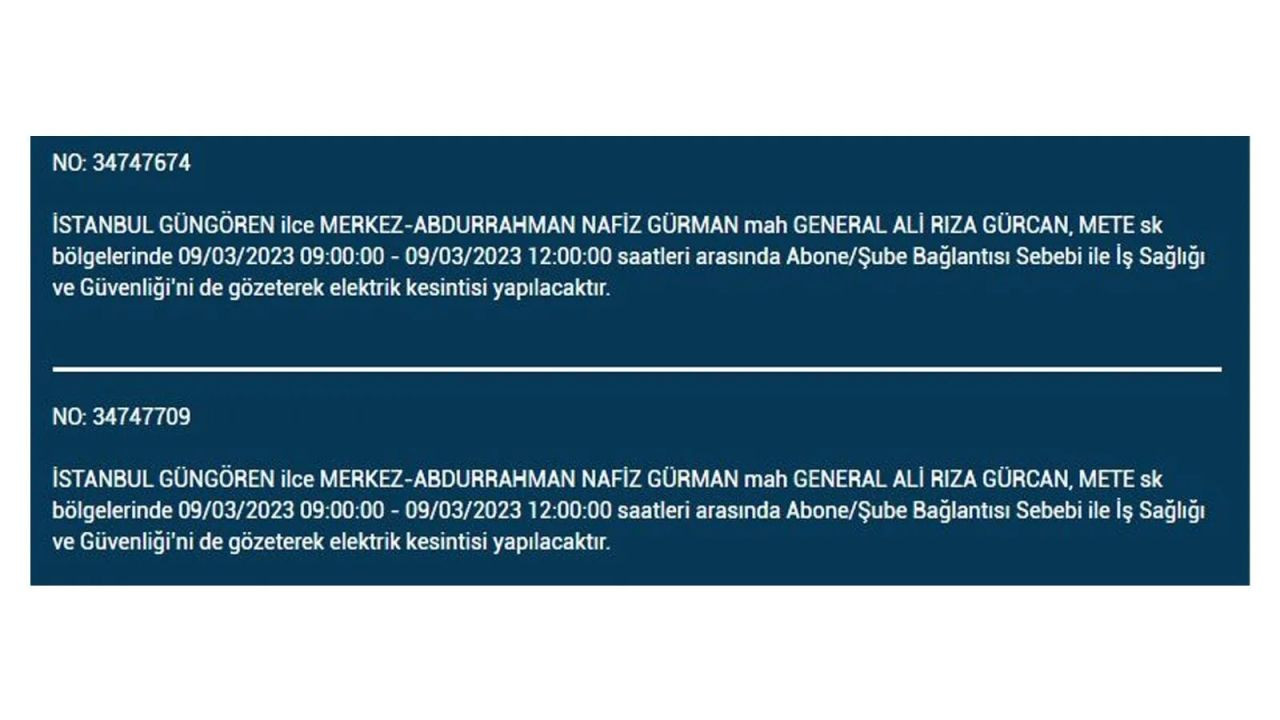 İstanbul'da elektriğin kesileceği ilçeler belli oldu! 9 Mart İstanbul elektrik kesintisi - Sayfa 14